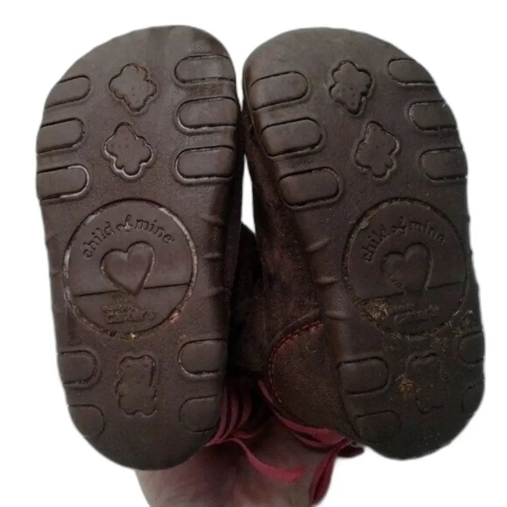 Carter's Child of Mine Girls Brown Winter Boots Pink Glitter Size 5